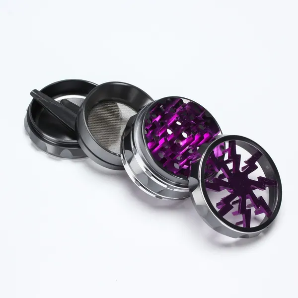 PURPLE 63MM CNC Lightning Fast Manual Herb Grinder - Premium Metal Spice Crusher With Pollen Catcher