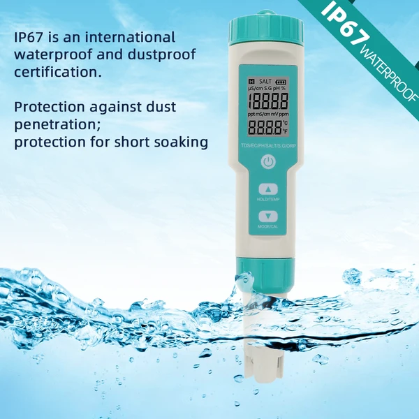 7 In 1 PH/TDS/EC/ORP/Salinity/S.G/Temperature Meter C-600 Water Quality Tester For Drinking Water, Aquariums