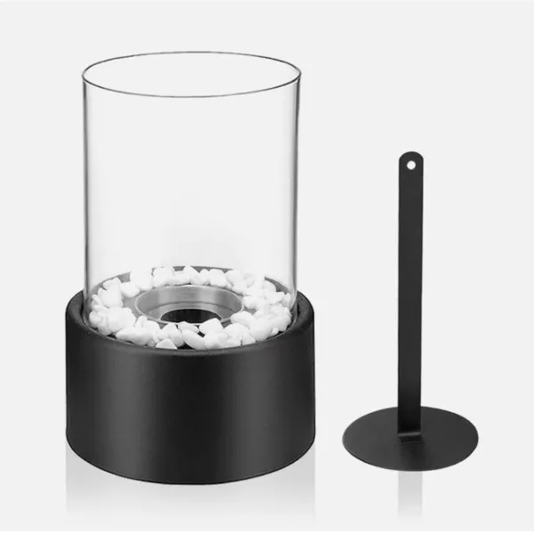Bioethanol Cylindrical Fireplace Modern Tabletop Freestanding Decorative Fireplace Fire Column Made Of Stainless Steel And Glass Patio Fireplace For Balcony, Living Room