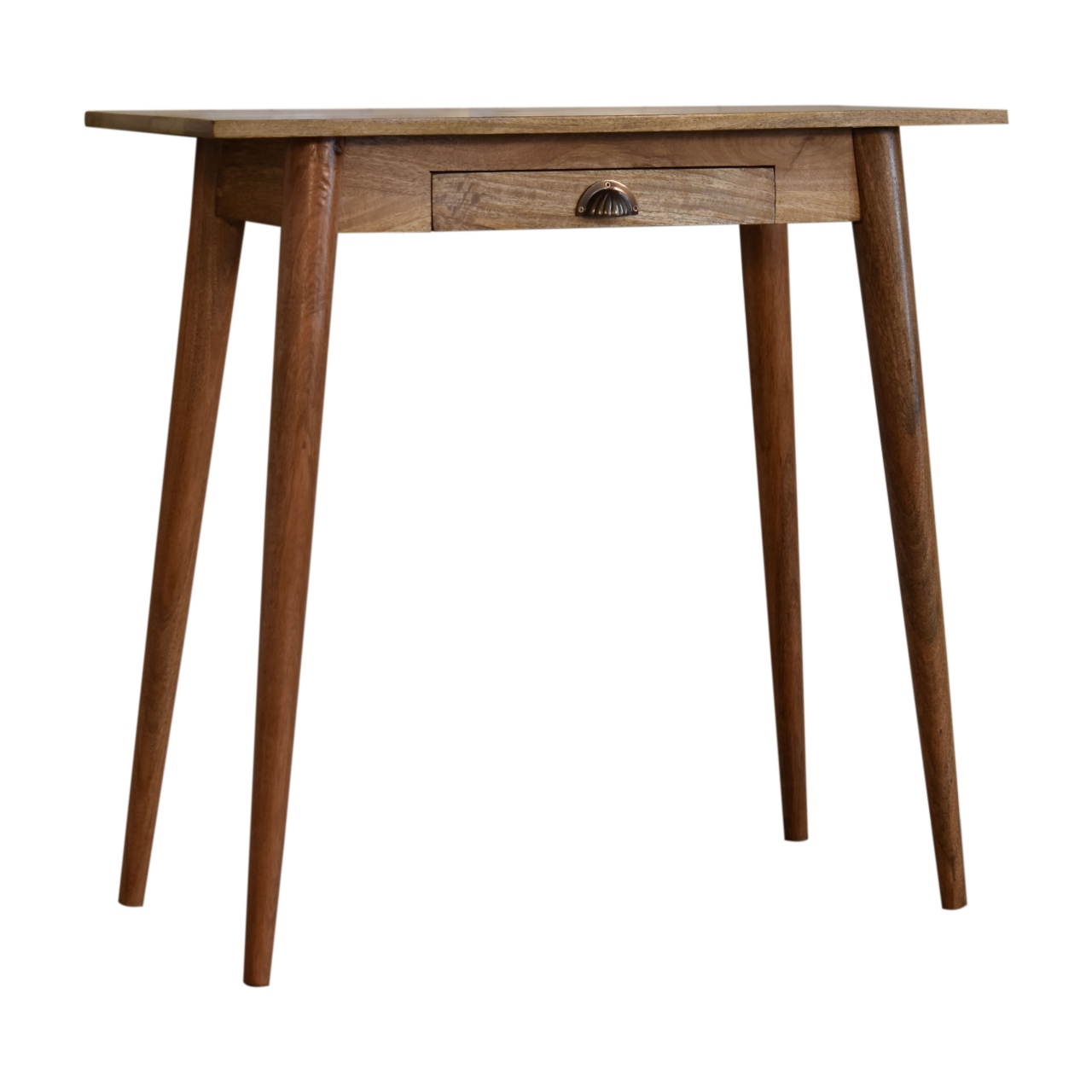 Solid Wood Mini Nordic Style Writing Desk, 1 Drawer, Brown — image 3