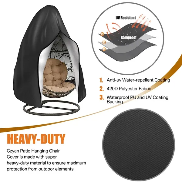 Heavy-Duty 420D Outdoor Furniture Cover For Patio, Garden, And Balcony - Black Polyester Blend With Button Closure, Fits 210 X 140 X 80 Cm, Outdoor Furniture Cover|