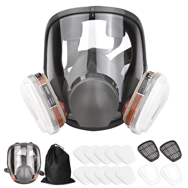 Reusable Full Face Cover 16 In 1 Gas Cover Organic Vapor Respirator For Painting Machine Polishing Welding Work Protection