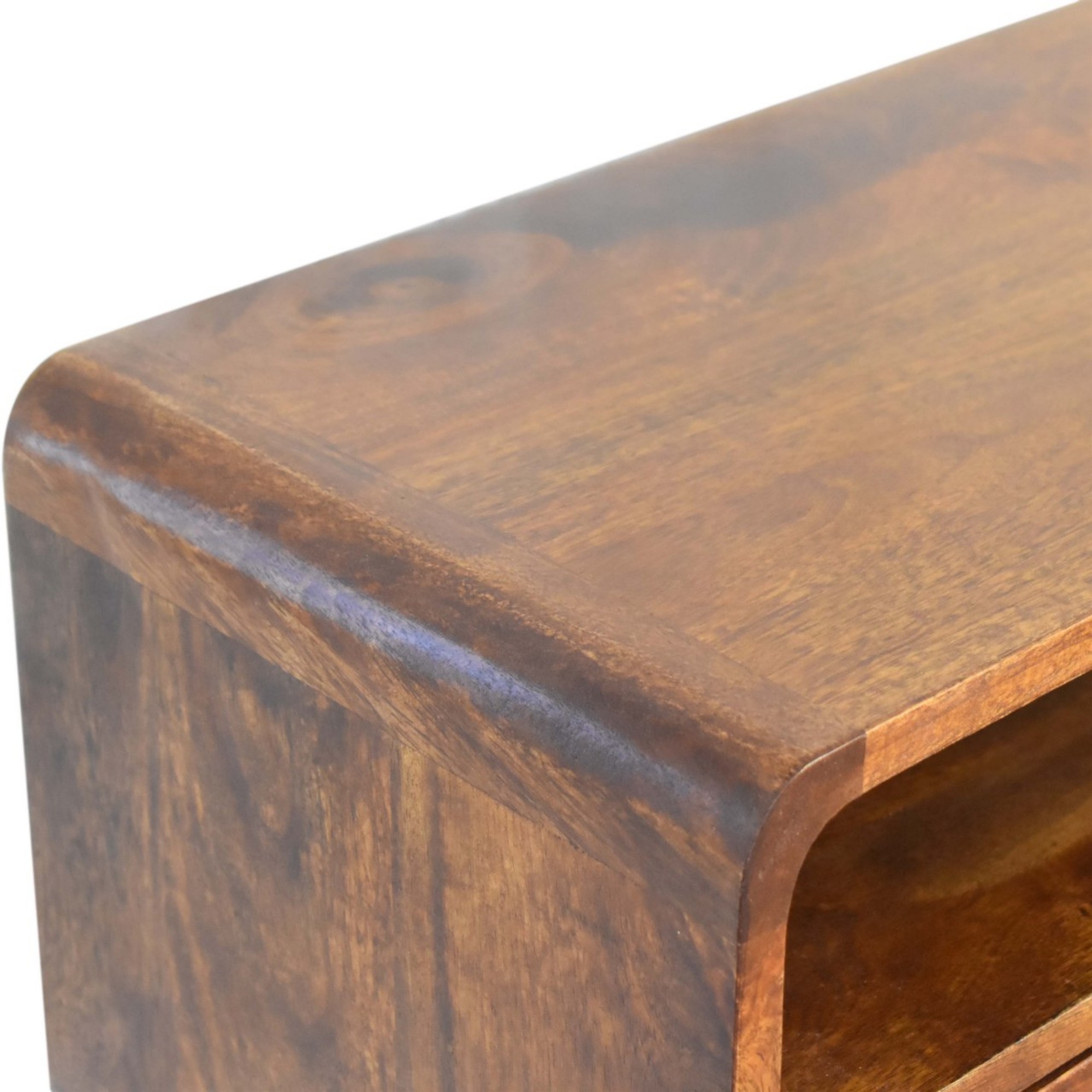 Solid Wood Mini Chestnut Console Table, 2 Drawers And Open Slot, Dark Brown — image 5