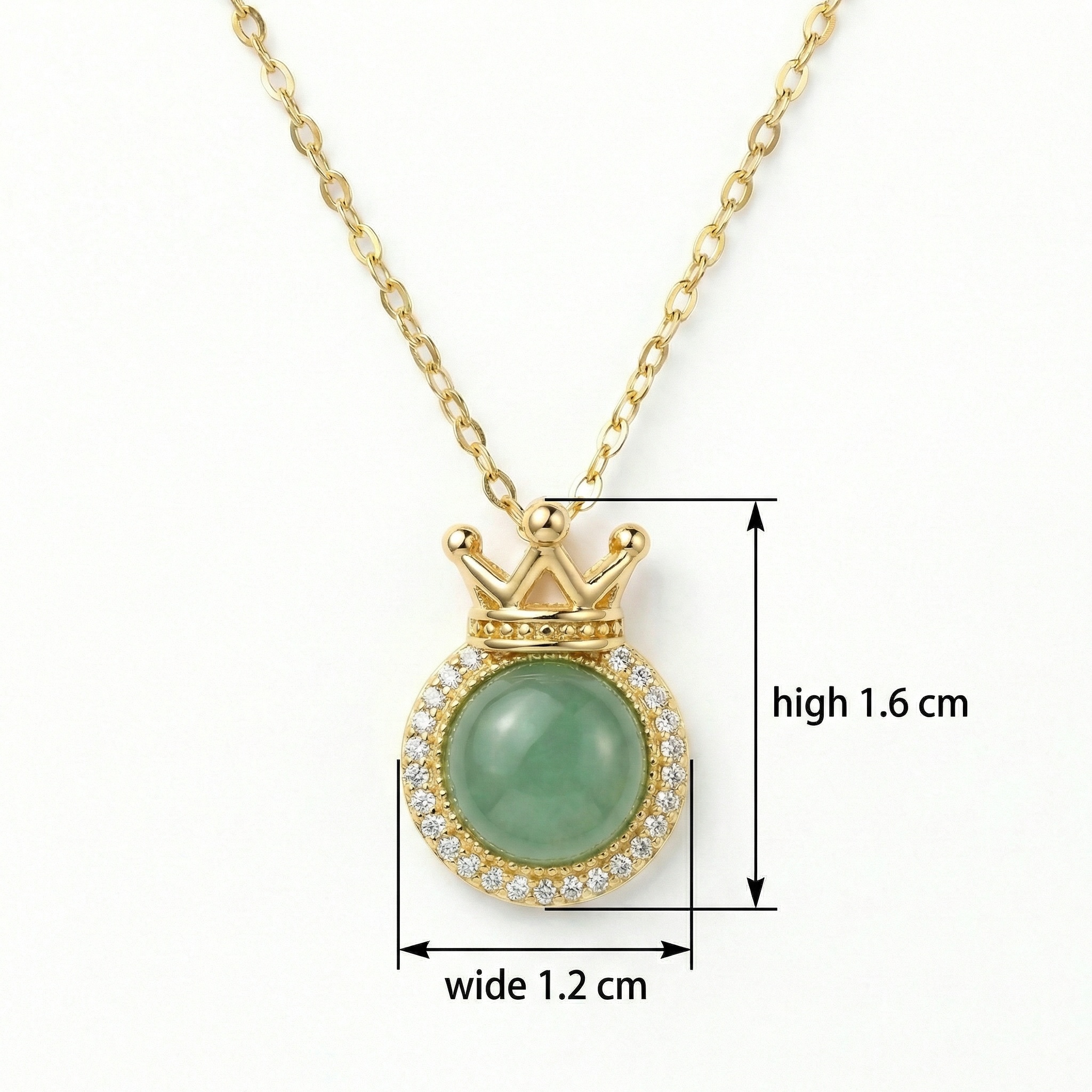 925 Sterling Silver Elegant Royal Crown Pendant Featuring a Radiant Green Gemstone and Sparkling Halo 