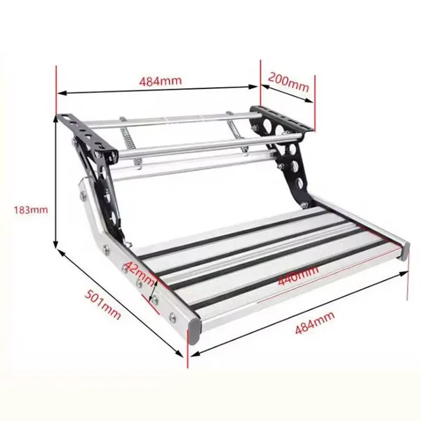 Manual Single Layer RV Step - Anti-slip Pedals With Enhanced Aluminum Alloy, Anodized, Strong Spring Elasticity, Good Flexibility, Good Stepping Effect, Long Lifespan,