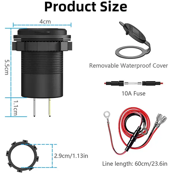DaierTek 12V 48W USB Charger Outlet Waterproof Charger Socket PD Type C And QC3.0 USB Port USB Socket For Car Boat Marine Truck