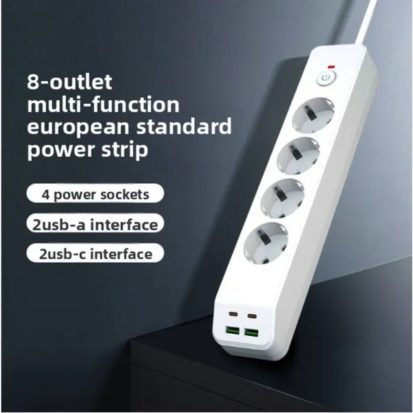 4-Way Power Strip With 2 USB-A And 2 USB-C Ports, Surge Protected Outlet Extender