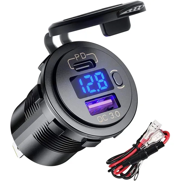DaierTek 12V 48W USB Charger Outlet Waterproof Charger Socket PD Type C And QC3.0 USB Port USB Socket For Car Boat Marine Truck