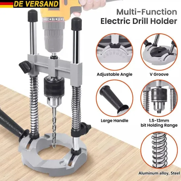 Versatile Electric Drill Stand: Vertical Drilling Support, Mobile Base, Holes For Drilling, Suitable For Various Drill Bits, Aluminiumlegierung & Stahl Construction, No Power Required