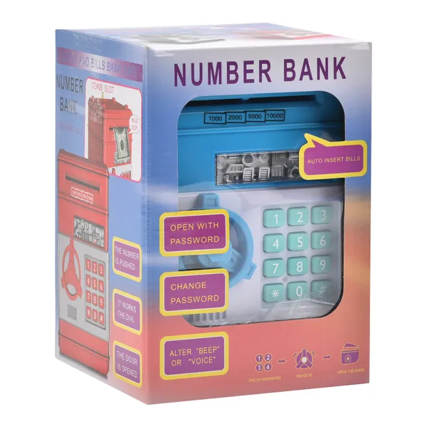 Dark Blue Banknote-Testing Fingerprint Piggy Bank