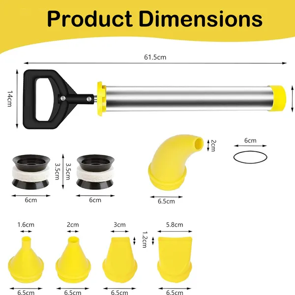 Heavy-Duty Stainless Steel Cement Caulking Gun With Pump System & 5 Nozzles - Heavy-Duty Mortar Sprayer Applicator For Grouting, /Stone/Concrete Repair, DIY & (Compatible With Cement, Plaster, Epoxy)