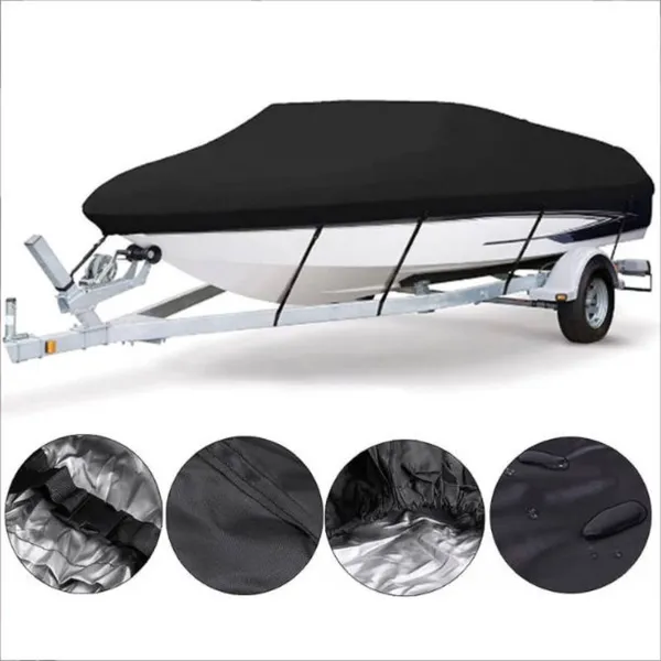 Full-Size Boat Cover, Heavy-Duty Marine-Grade Towing Cover Suitable For V-Hull Boats, Tri-Hull Boats, Bass Boats, Fishing And Skiing Boats, And Square Boats, Providing Comprehensive Sun Protection