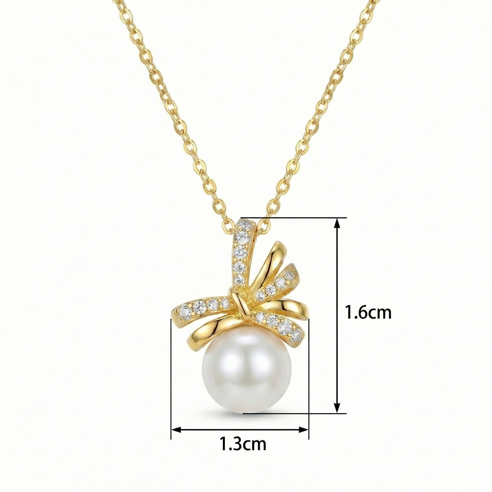 Sterling Silver Pearl Ribbon Pendant Necklace, picture 4 of 4