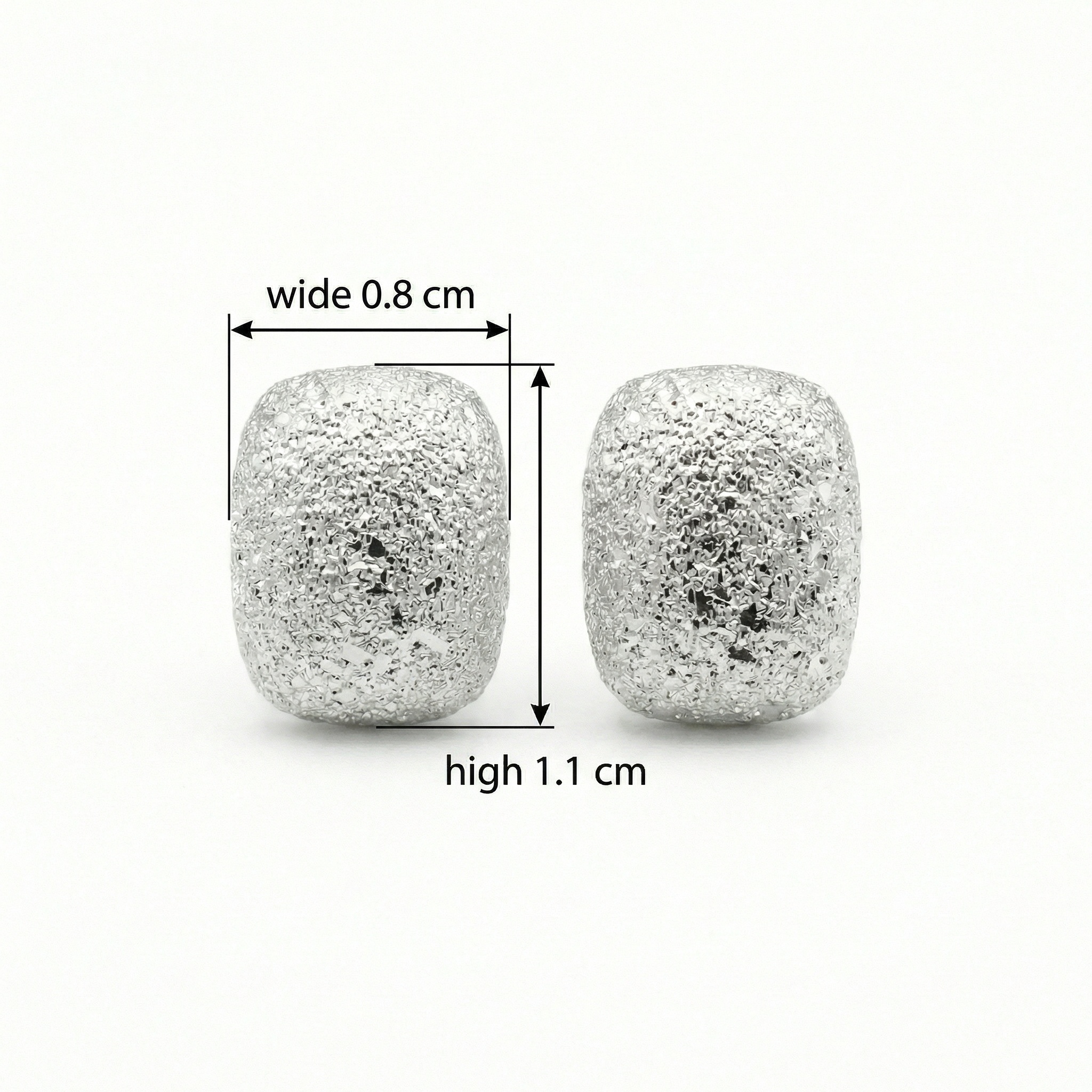 925 Sterling Silver Shimmering Stardust Textured Silver Cushion Stud Earrings