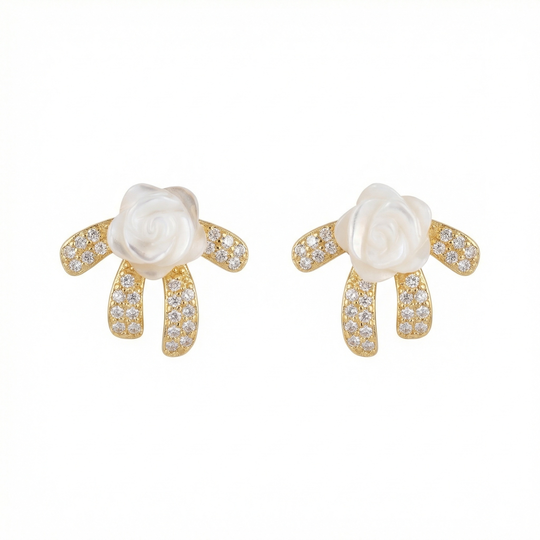 Sterling Silver Mother-of-Pearl Bow Stud Earrings