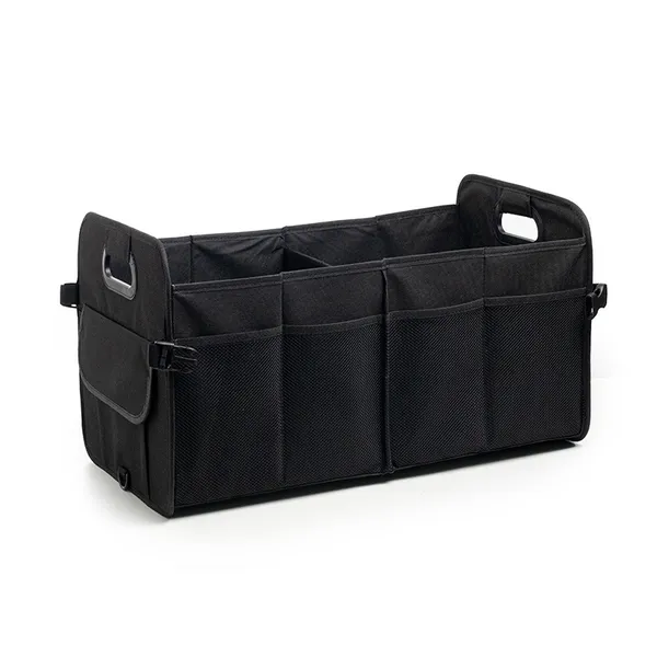 The Car Storage Box Is A Foldable Car Trunk Storage Box In Black