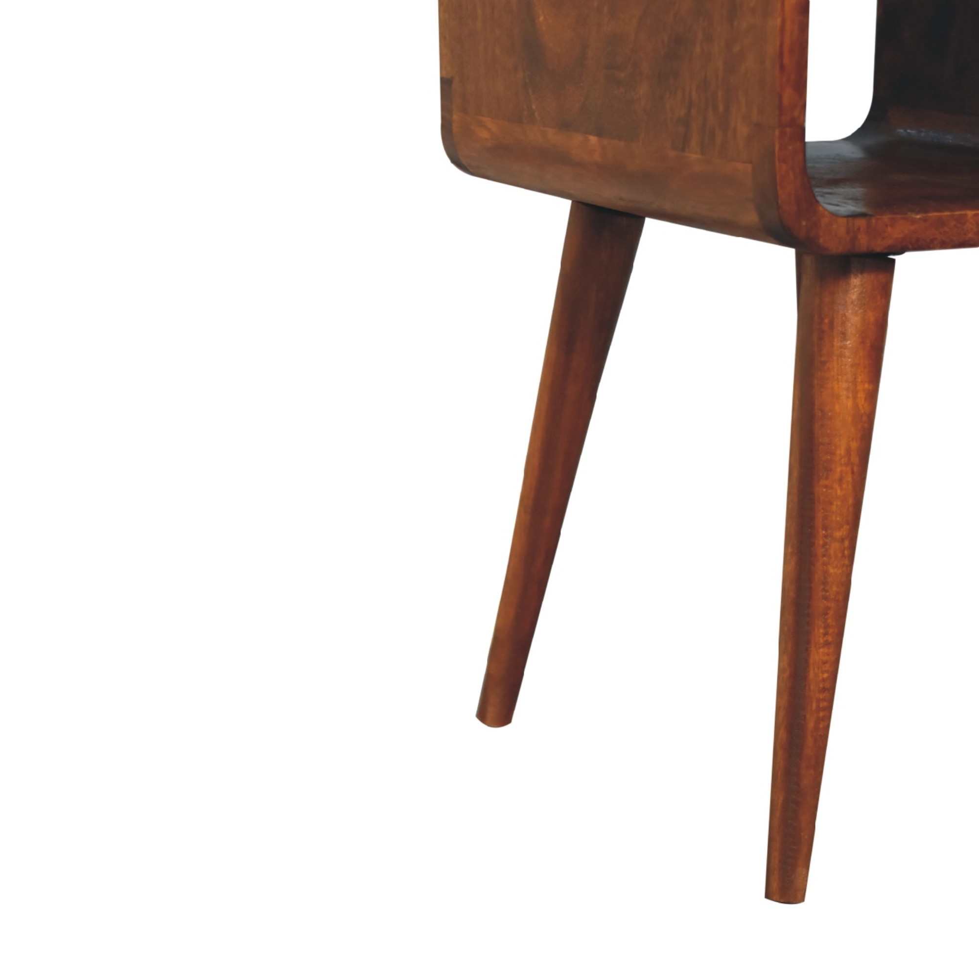 Solid Wood Mini Chestnut Curve Lower Bedside, 1 Drawer And Open Slot, Dark Brown — image 4