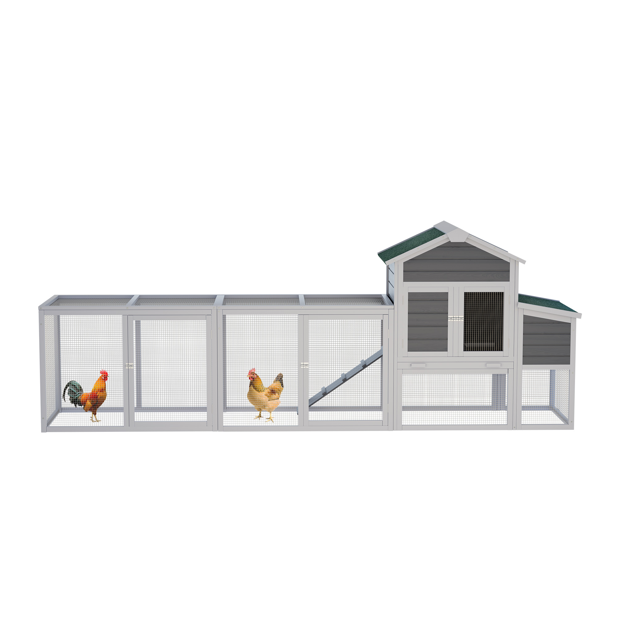 122 Large Gray Wood Chicken Coop Hen House Pet Rabbit Hutch Wooden Pet Cage With Nesting Box - imagen 1