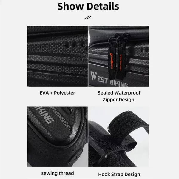 Bicycle Phone Touchscreen Handlebar Bag - 1.5L Large Capacity