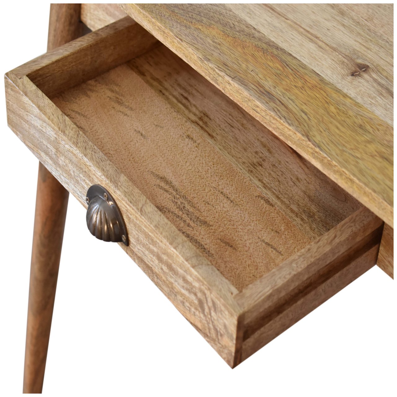 Solid Wood Mini Nordic Style Writing Desk, 1 Drawer, Brown — image 2