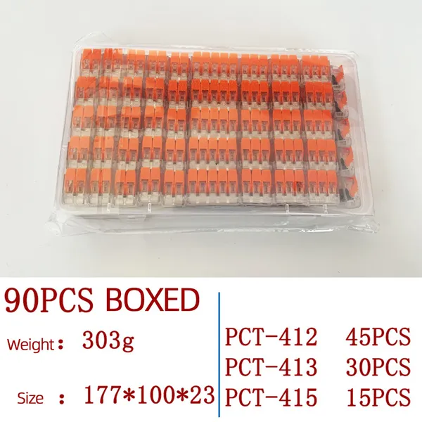 90pcs Cable Connectors Set, Connection Terminals, Conductor Clamps, Electrical Connection Blocks, For Fixed Cable Connection Clamps PCT-412/213/215