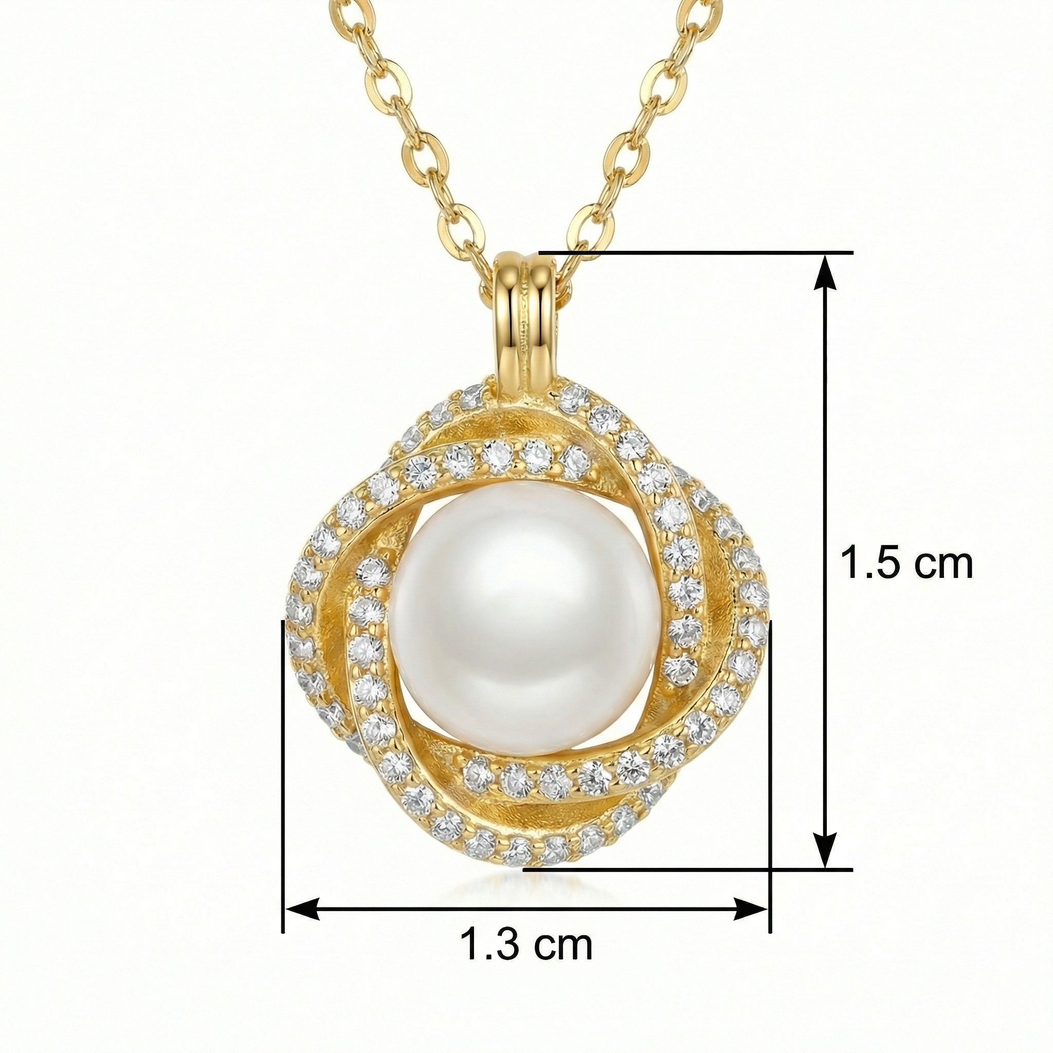 925 Sterling Silver Elegant Freshwater Pearl Pendant Featuring a Glistening Intertwined Swirl Frame  - Image 1