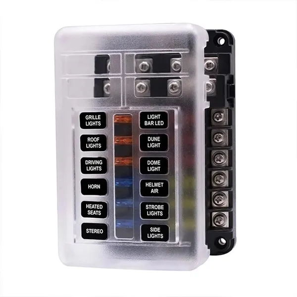 6/12 Way Fuse Box Holder With Blade Fuse Holder Block & Warning Indicator Car Boat Blade Fuse Box 12V 24V