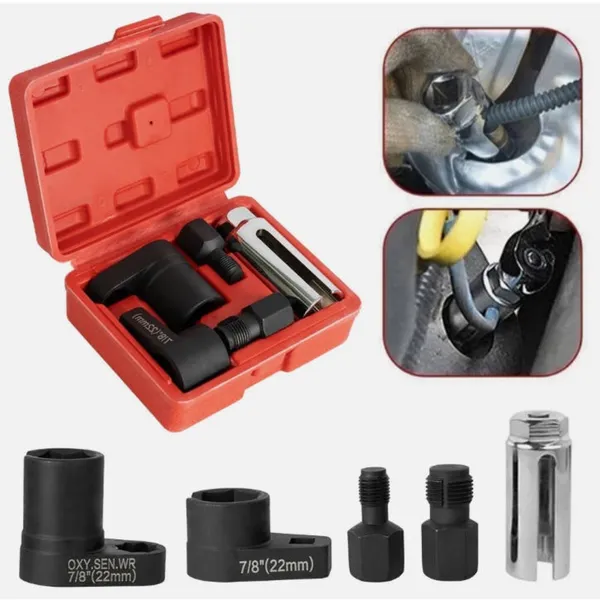 A Set Of 5pcs Oxygen Sensor Sleeve Kit, Suitable For All Vehicles O2 Removal And Installation Universal Puller And Disassembly Tools, 3/8 (10mm), 1/2 (18.5mm), 3/8 (10mm) Oxygen Sensor Sleeve