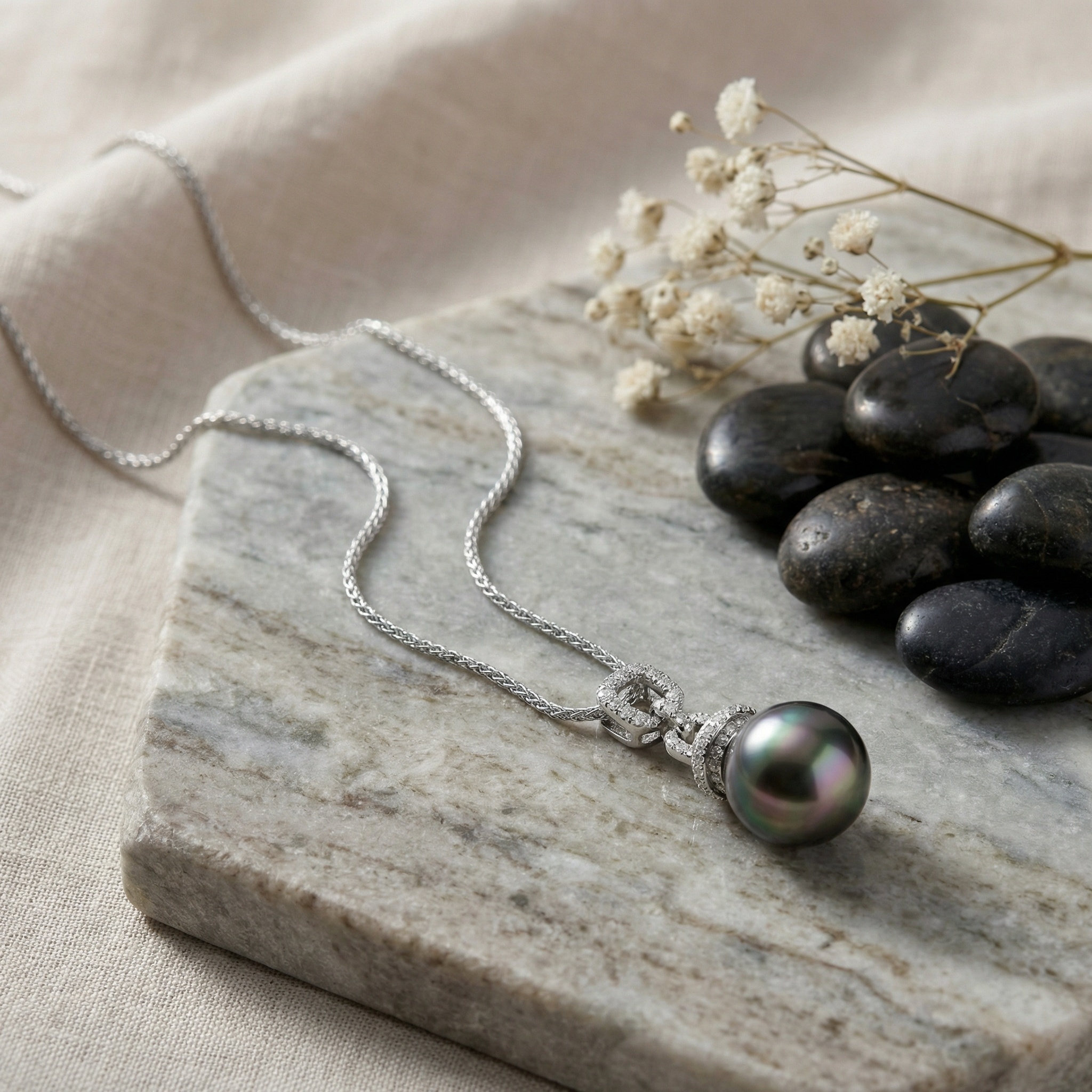 Sterling Silver Pearl Pendant Necklace, picture 3 of 3