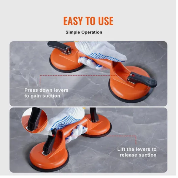 Heavy-Duty Glass Suction Cup Lifter - Orange (30 Mm / 85 Mm / 330 Mm)