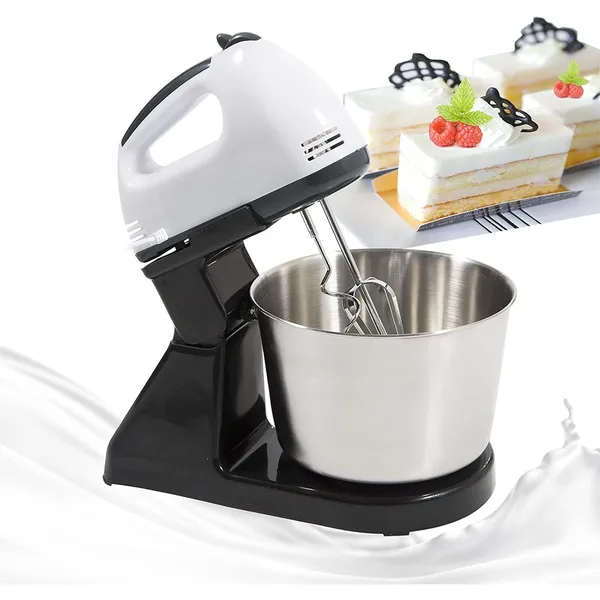 Automatic Electric Hand Mixer With Stand And Bowl - Household Multi-Purpose Dough Kneader And Egg Beater For Baking, Whipping, And Cooking
