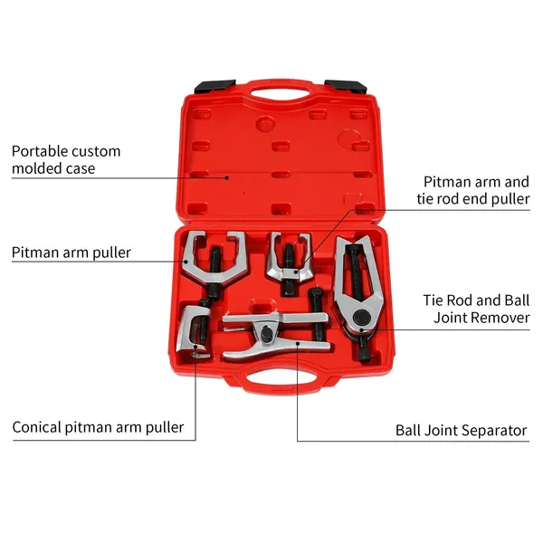 5pcs Tie Rod End Joint Ball Puller Tool Front End Service Tool Kit Pitman Arm Tie Rod End Puller