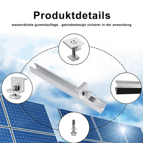 12/20cm U-shaped Guide Rail Black Middle Side Pressure Set Solar Panel Photovoltaic Accessory Pressure Block Mini Installation Guide Rail 20cm U-shaped Guide Rail