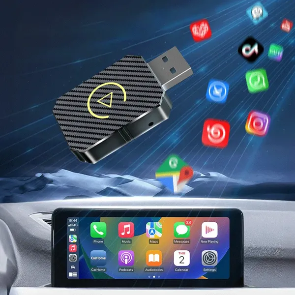 2-in-1 Wireless Carplay Adapter, Android Auto USB Dongle, Connect Box For Factory Wired Cars