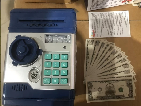 Dark Blue Banknote-Testing Fingerprint Piggy Bank
