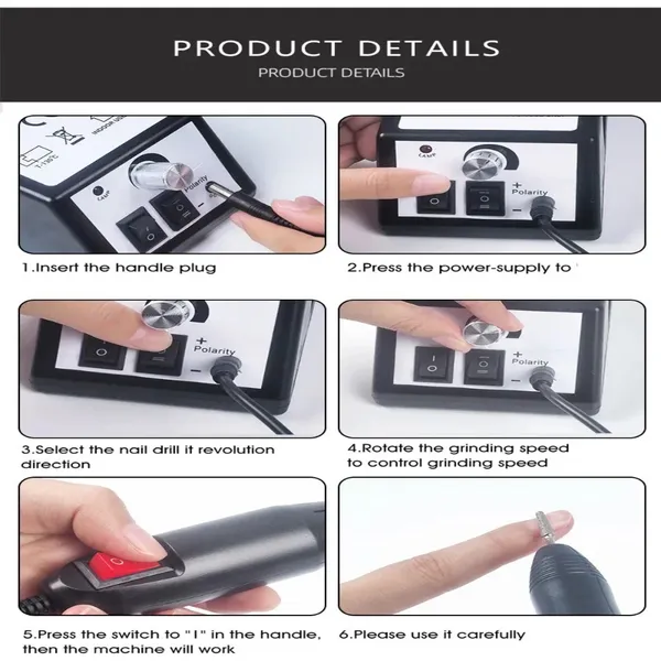 Professional Electric Nail Drill Machine Set Nail Files Drill Bits Gel Polish Remover Portable Nail Polisher Equipment