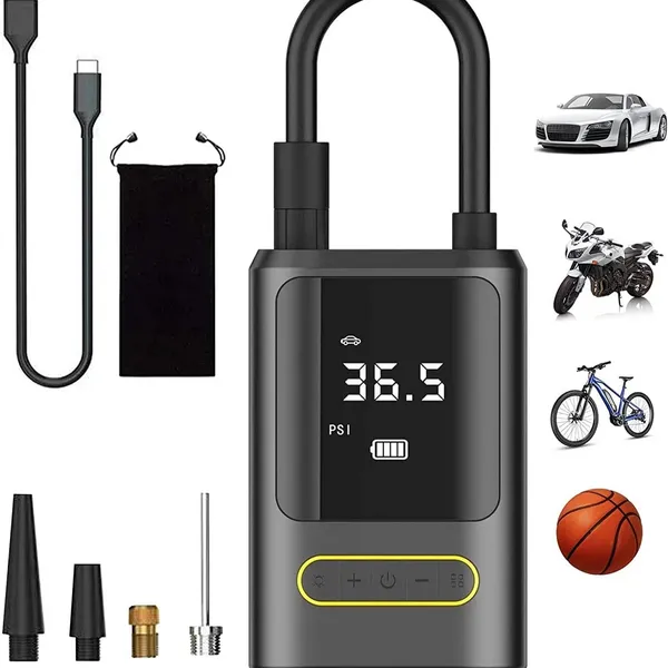 Tire Inflator Portable Air Compressor 150PSI Air Pump For Car Tires Emergency LED Light For Car Motorcycle Bike Ball