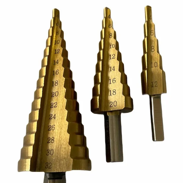 Pagoda Drill Bit 3-piece Set, Hexagonal Handle Straight Groove Metric Large 3PC Iron Box (380g)