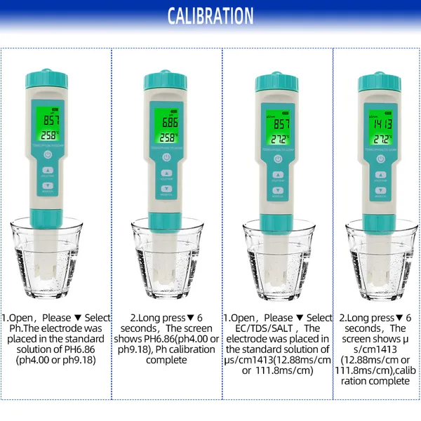 7 In 1 PH/TDS/EC/ORP/Salinity/S.G/Temperature Meter C-600 Water Quality Tester For Drinking Water, Aquariums