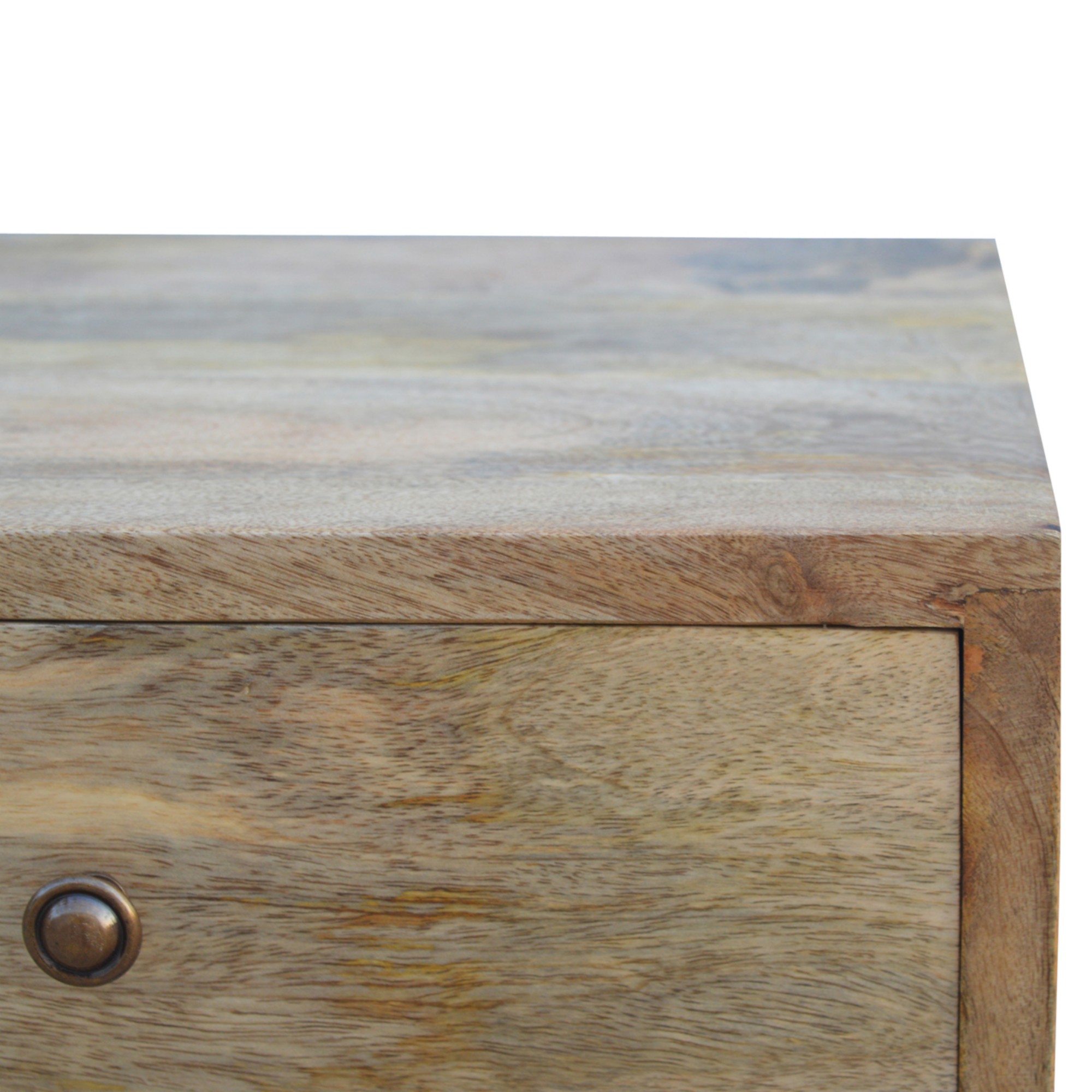 Solid Wood Wall Mounted Rounded Bedside, 1 Drawer, Light Brown — image 4