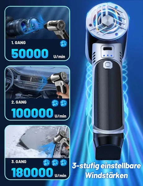 180,000 RPM Mini Turbo Jet Fan, Powerful Cordless Handheld Blower, Violent Fan For Cleaning