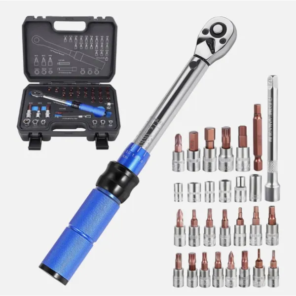 1/4 Inch Industrial-grade Torque Wrenchdjustable Torque Accuracy Kilograms Auto Mechanic Tooltorque Torque Wrench 5-25Nm Bicycle Repair Tool Kit (32-Piece)