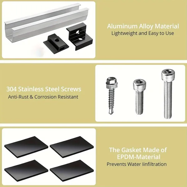 12cm U-shaped Rail Solar Photovoltaic Bracket Silver Rail Six-piece Set