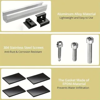 12cm U-shaped Rail Solar Photovoltaic Bracket Silver Rail Six-piece Set