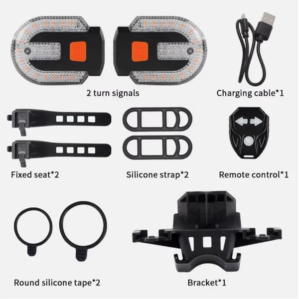 USB Rechargeable Bicycle Tail Light, LED Turn Signal Rear Light With Remote Control, 5 Modes, IPX5 Waterproof