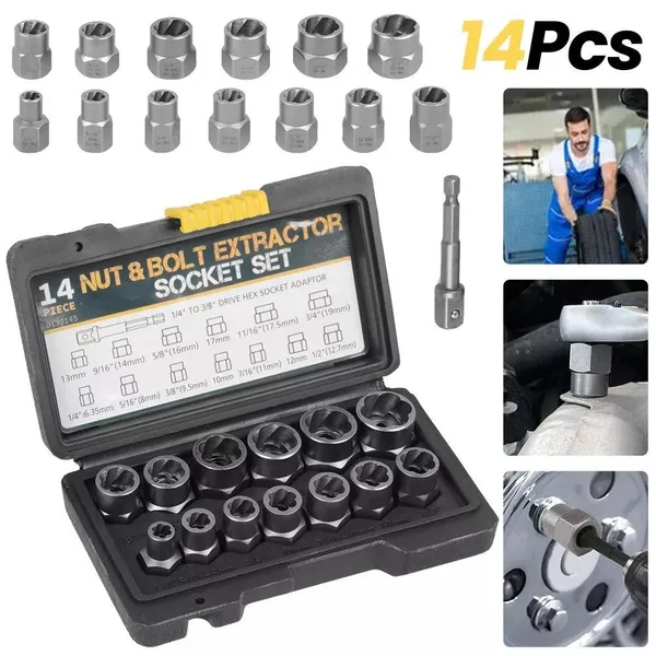 Reverse Thread Sleeve Sliding Thread Sleeve 14-piece Set 14pcs Nut Reverse Thread Sleeve Remover [Black Box]