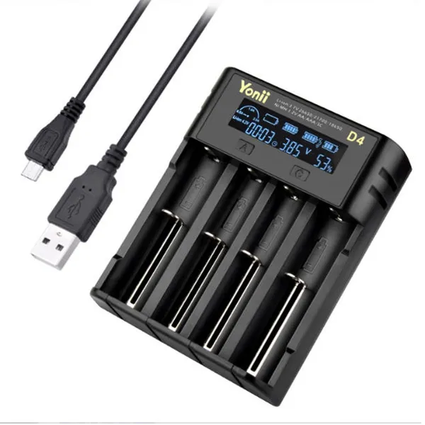YONII 4-Slot USB LCD Smart Battery Charger For NiMH Li-ion SC/F6 AA AAA Batteries, 2025
