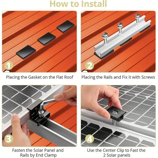 12cm U-shaped Rail Solar Photovoltaic Bracket Silver Rail Six-piece Set