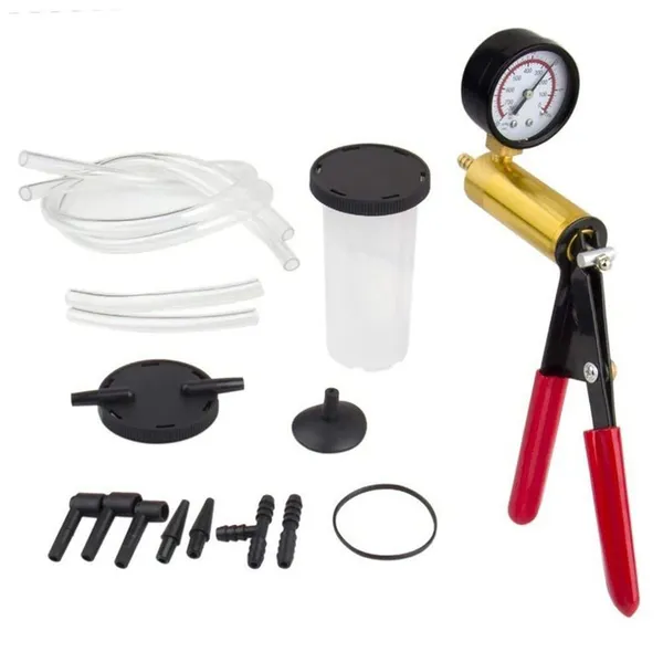 2 In 1 Brake Bleeder Kit Hand Held Vacuum Pump Test Set For Automotive With Protected Case, One-Man Brake Clutch Bleeding Tool