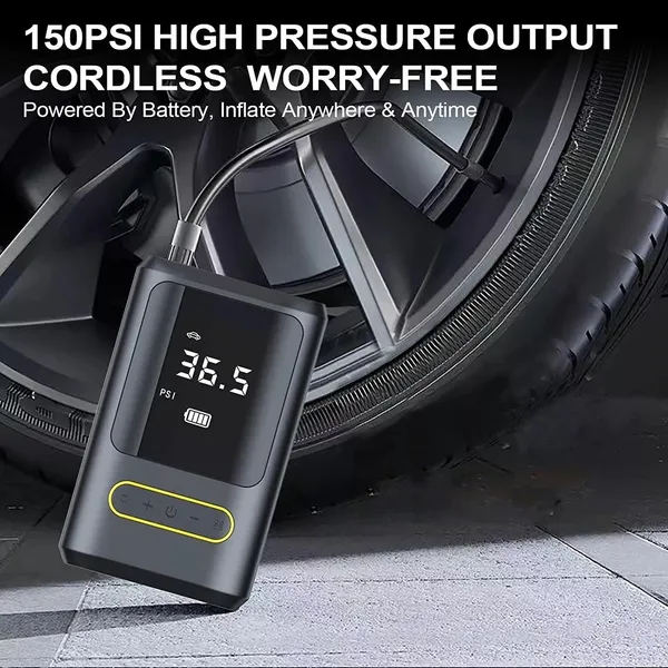 Tire Inflator Portable Air Compressor 150PSI Air Pump For Car Tires Emergency LED Light For Car Motorcycle Bike Ball